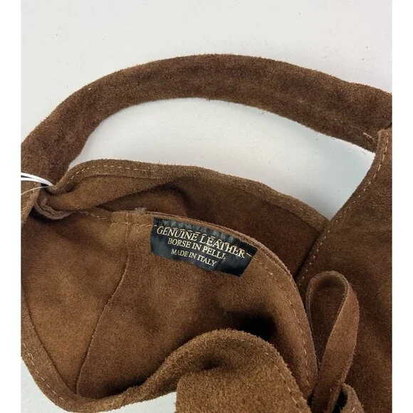 Cheval Italy Suede Leather Hobo Shoulder Bag Brown Oversized Tote Boho Hippie - Picture 11 of 14